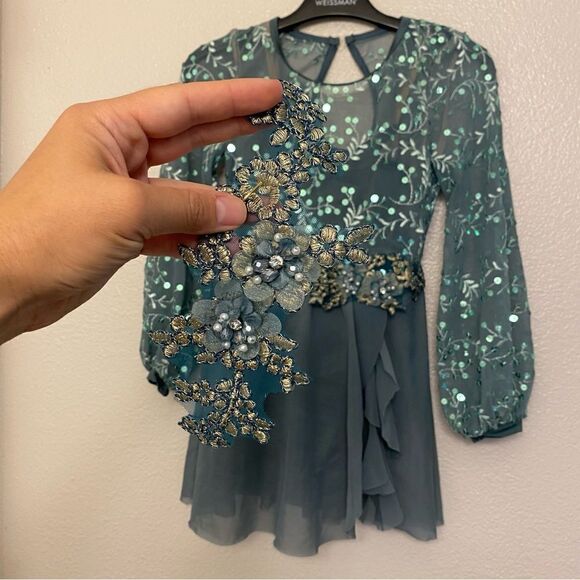Weissman Dance Costume sage green sequin appliqué Saint Honesty 13413 IC 7/8 - Picture 4 of 10